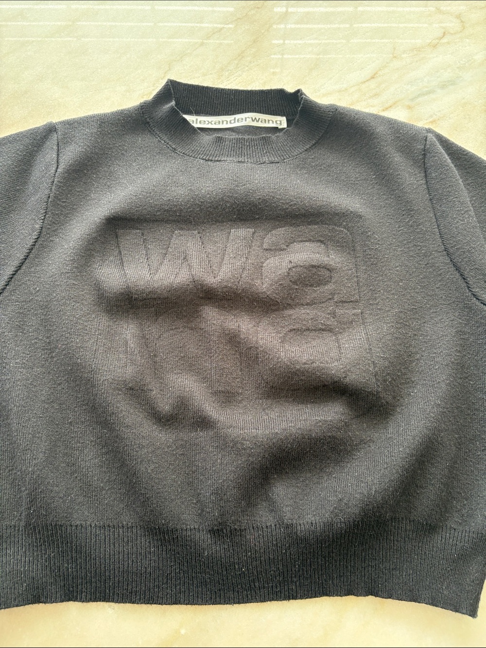 Alexander Wang Black Subtle Embossed Logo Crewneck